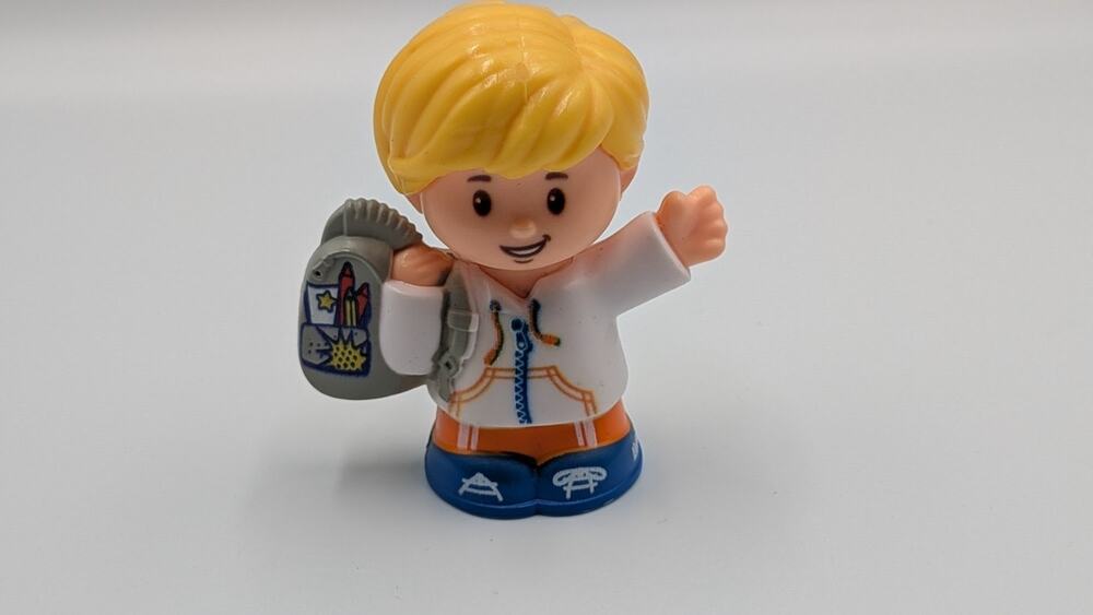 Fisher Price Little People Sit With Me School Bus Eddie Blonde Boy with Backpack